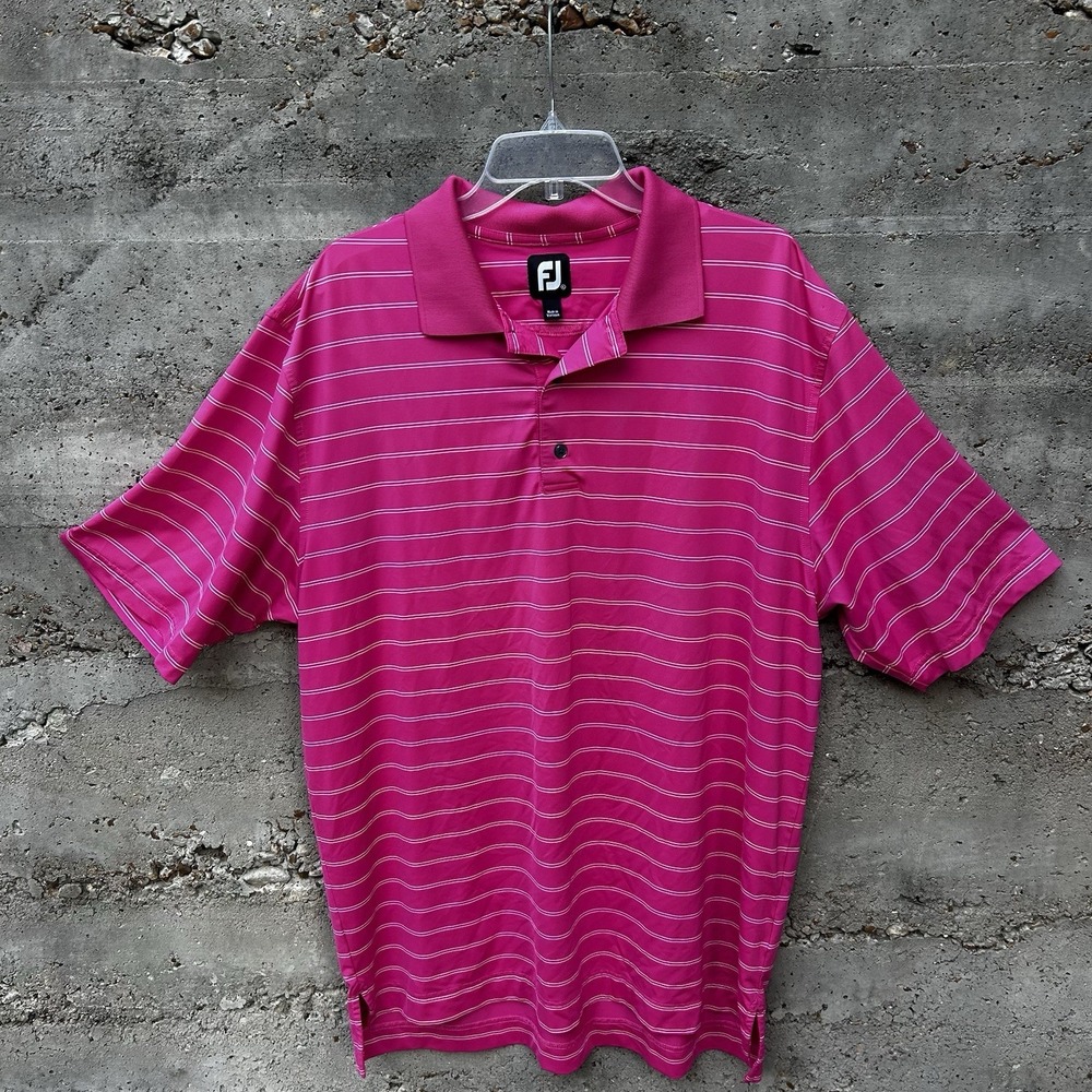 FootJoy Golf Polo‎ Shirt Mens XL Pink Striped Performance Stretch Quick Dry